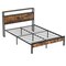 Twin/Full/Queen Bed Frame with Storage Headboard and Charging Station-Full Size